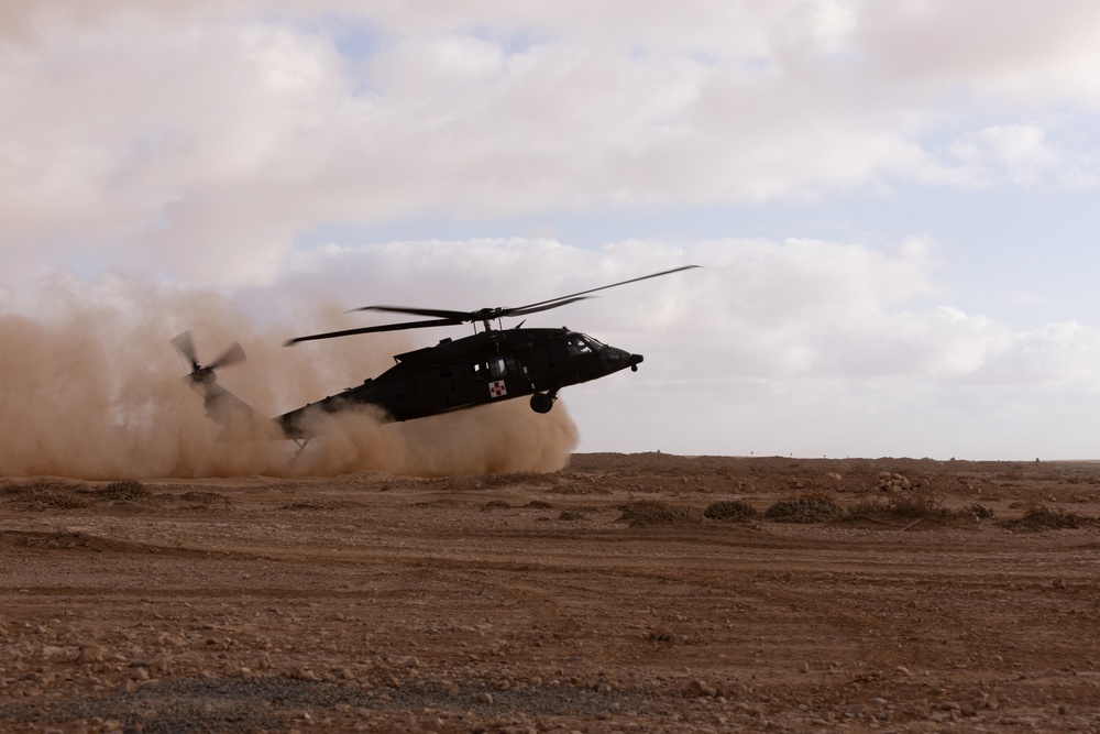 Medics practice medevac operations in Morocco’s Tan Tan training area