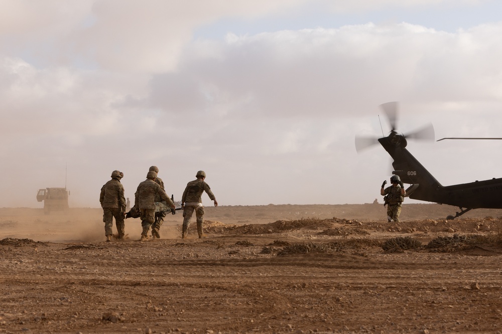 Medics practice medevac operations in Morocco’s Tan Tan training area