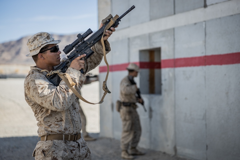 MARSOC Raiders and 3/4 Marines conduct urban warfare exercises at Range 210