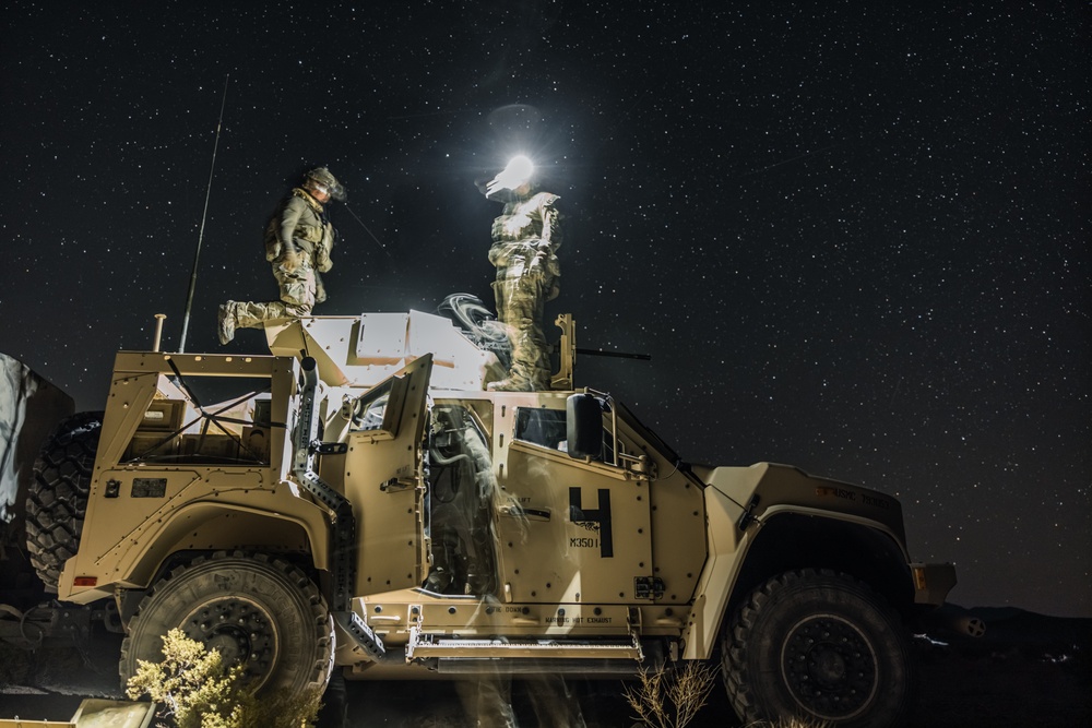 MARSOC RAIDERS conduct a mounted patrol at Marine Corps Air-Ground Combat Center