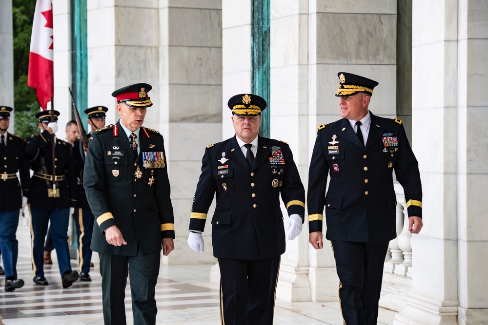 Canadian Chief of Defence Staff Gen. Wayne Eyre Participates in an Armed Forces Full Honors Wreath-Laying Ceremony at the Tomb of the Unknown Soldier