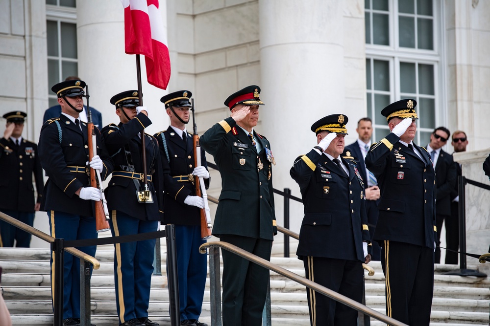 Canadian Chief of Defence Staff Gen. Wayne Eyre Participates in an Armed Forces Full Honors Wreath-Laying Ceremony at the Tomb of the Unknown Soldier