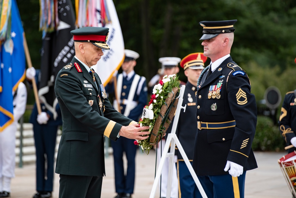 Canadian Chief of Defence Staff Gen. Wayne Eyre Participates in an Armed Forces Full Honors Wreath-Laying Ceremony at the Tomb of the Unknown Soldier