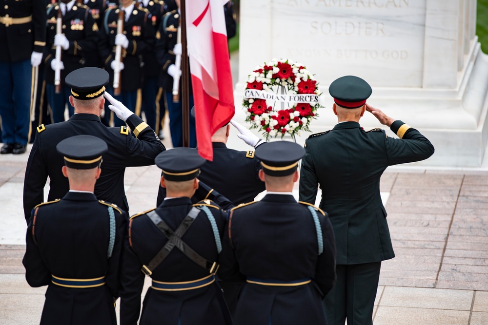 Canadian Chief of Defence Staff Gen. Wayne Eyre Participates in an Armed Forces Full Honors Wreath-Laying Ceremony at the Tomb of the Unknown Soldier