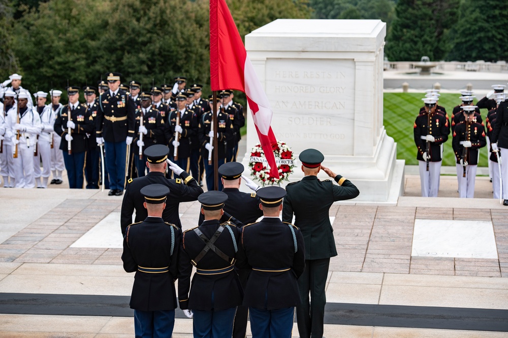 Canadian Chief of Defence Staff Gen. Wayne Eyre Participates in an Armed Forces Full Honors Wreath-Laying Ceremony at the Tomb of the Unknown Soldier