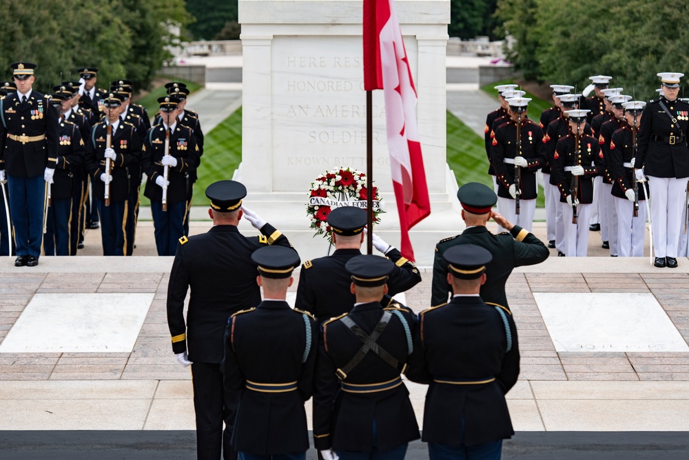 Canadian Chief of Defence Staff Gen. Wayne Eyre Participates in an Armed Forces Full Honors Wreath-Laying Ceremony at the Tomb of the Unknown Soldier