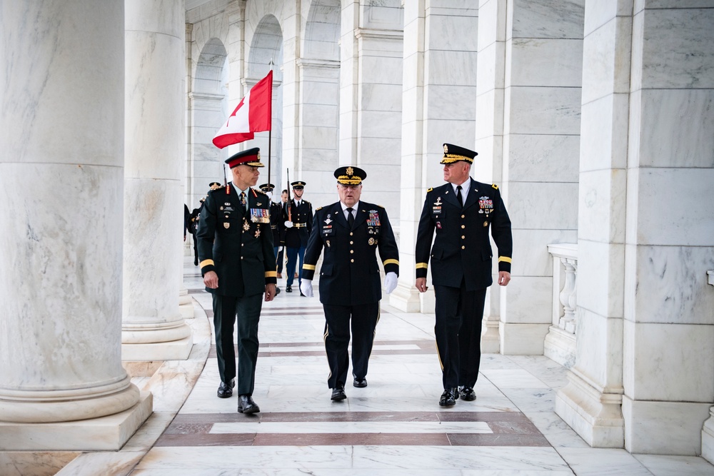 Canadian Chief of Defence Staff Gen. Wayne Eyre Participates in an Armed Forces Full Honors Wreath-Laying Ceremony at the Tomb of the Unknown Soldier