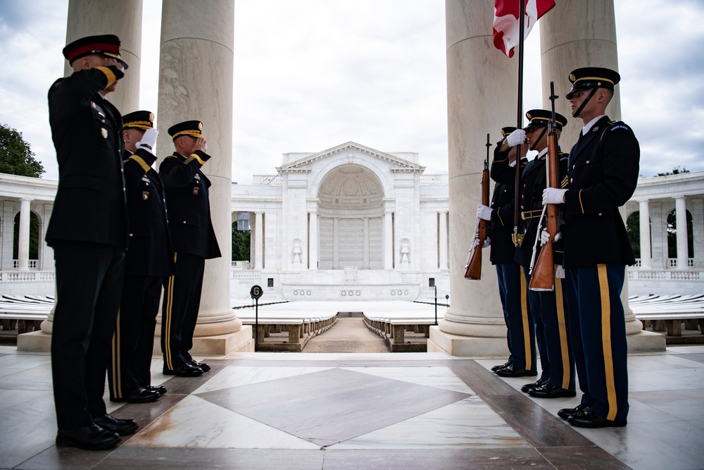 Canadian Chief of Defence Staff Gen. Wayne Eyre Participates in an Armed Forces Full Honors Wreath-Laying Ceremony at the Tomb of the Unknown Soldier