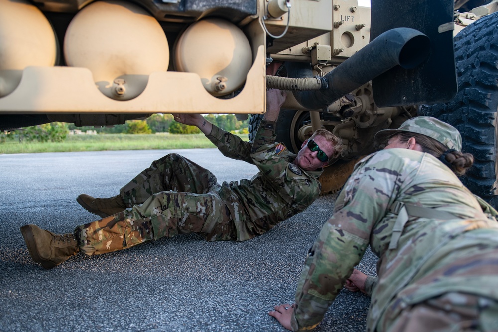 FL National Guard convoy inspection training for Hurricane Idalia