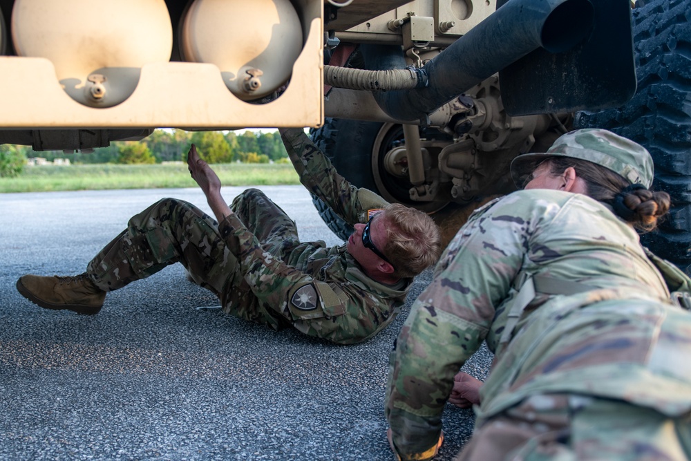 FL National Guard convoy inspection training for Hurricane Idalia