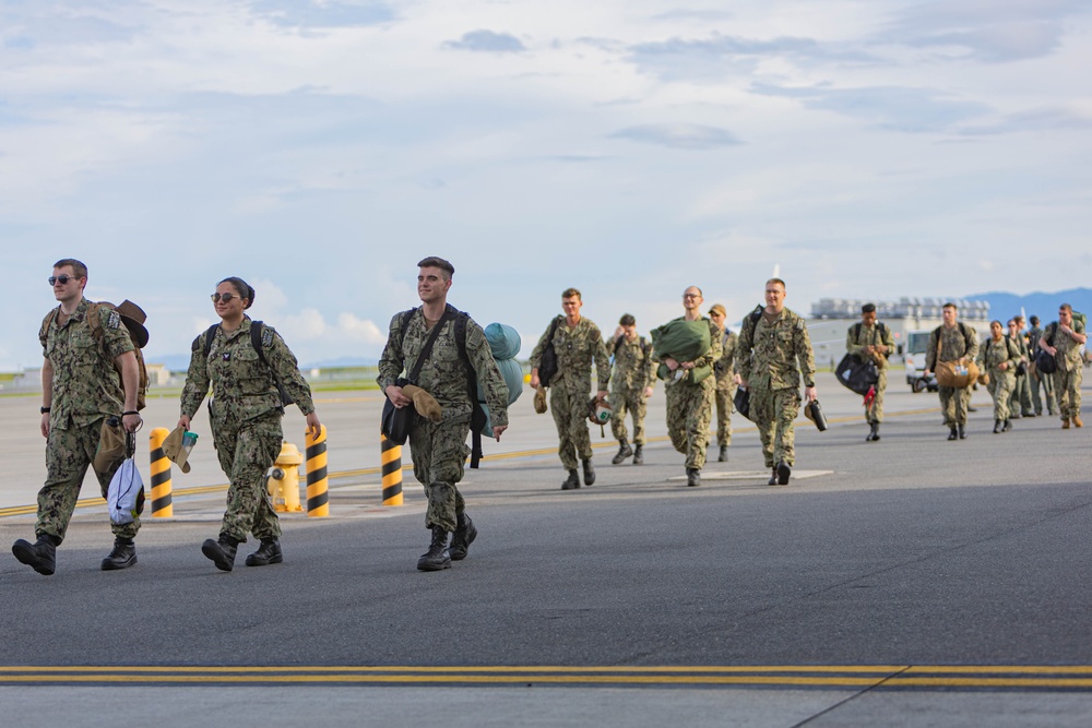 Home at last: U.S. Sailors with VAW-125 return to Marine Air Station Iwakuni Japan