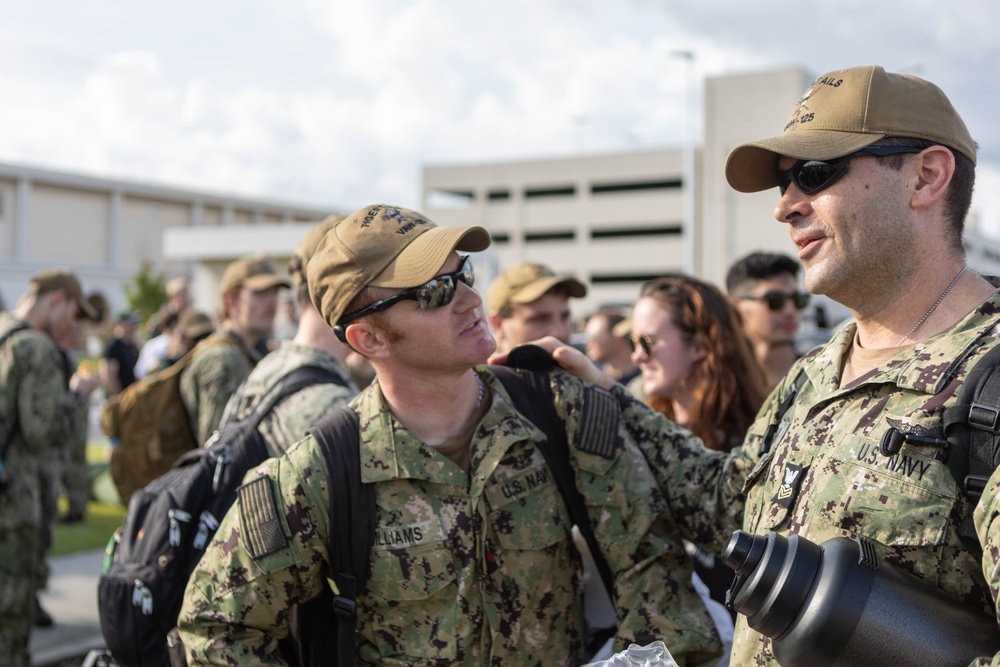 Home at last: U.S. Sailors with VAW-125 return to Marine Air Station Iwakuni Japan