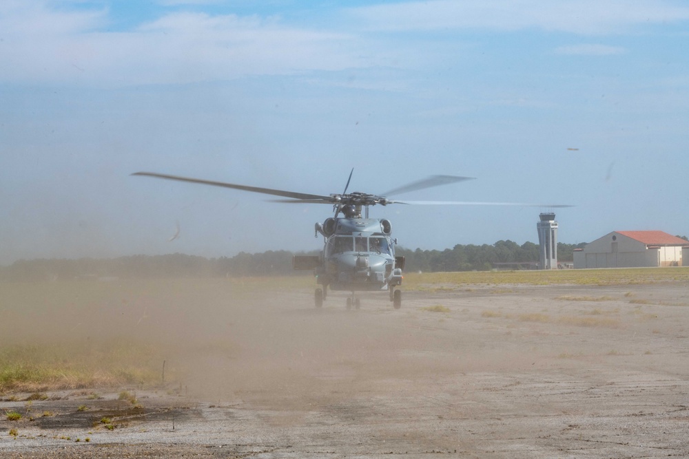 Navy Helicopters evacuate to Maxwell AFB ahead of Hurricane Idalia