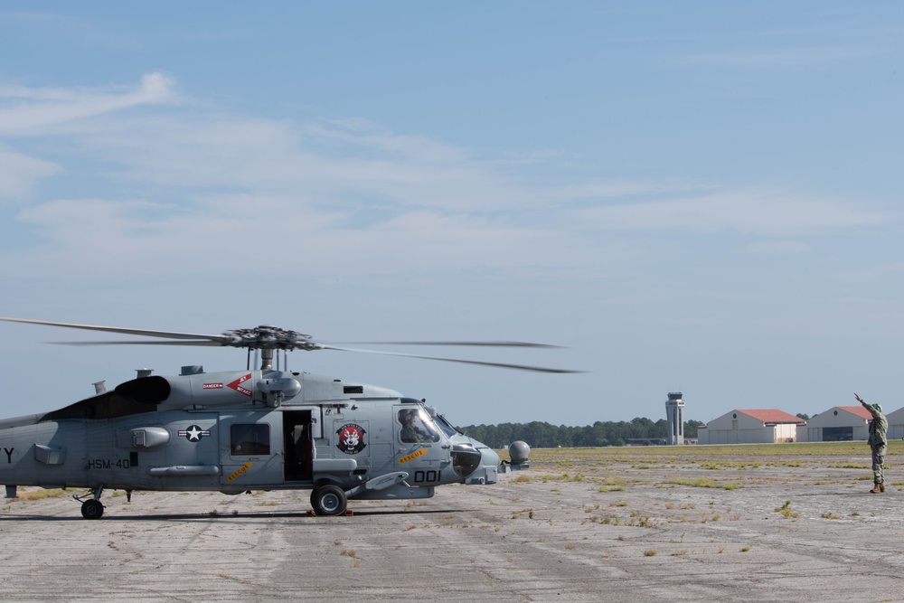 Navy Helicopters evacuate to Maxwell AFB ahead of Hurricane Idalia