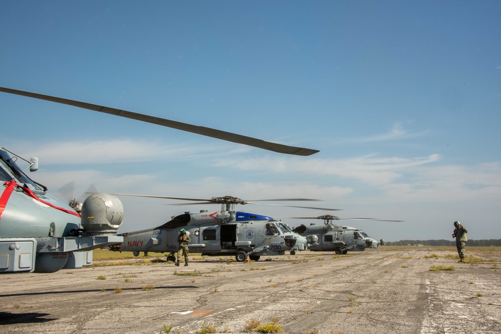 Navy Helicopters evacuate to Maxwell AFB ahead of Hurricane Idalia