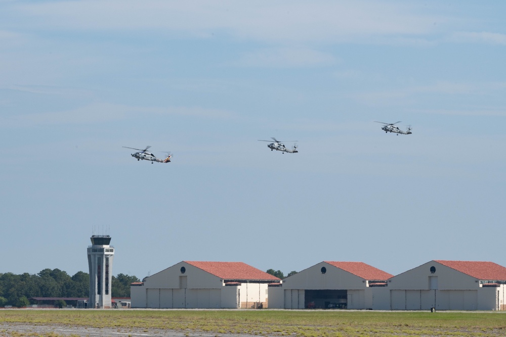 Navy Helicopters evacuate to Maxwell AFB ahead of Hurricane Idalia