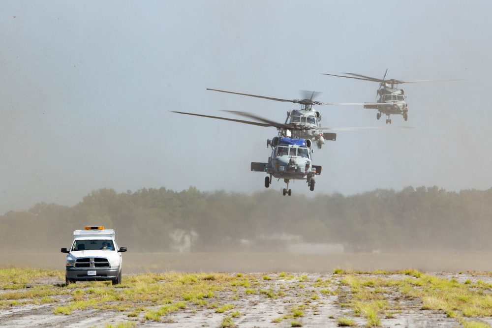 Navy Helicopters evacuate to Maxwell AFB ahead of Hurricane Idalia