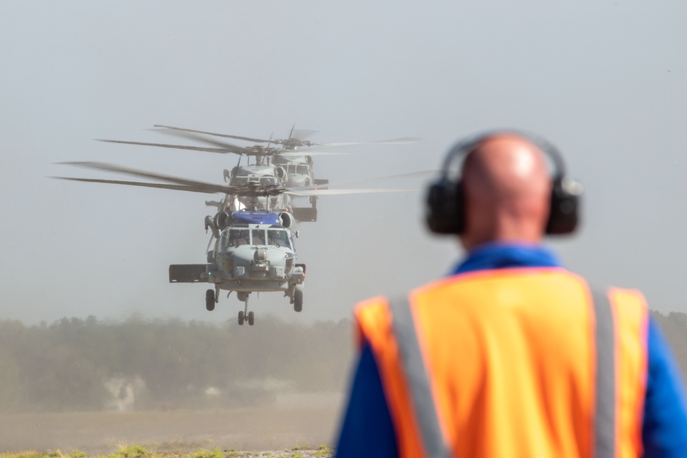 Navy Helicopters evacuate to Maxwell AFB ahead of Hurricane Idalia