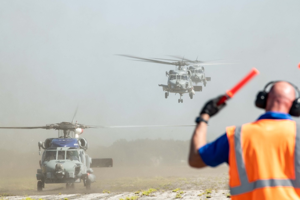 Navy Helicopters evacuate to Maxwell AFB ahead of Hurricane Idalia