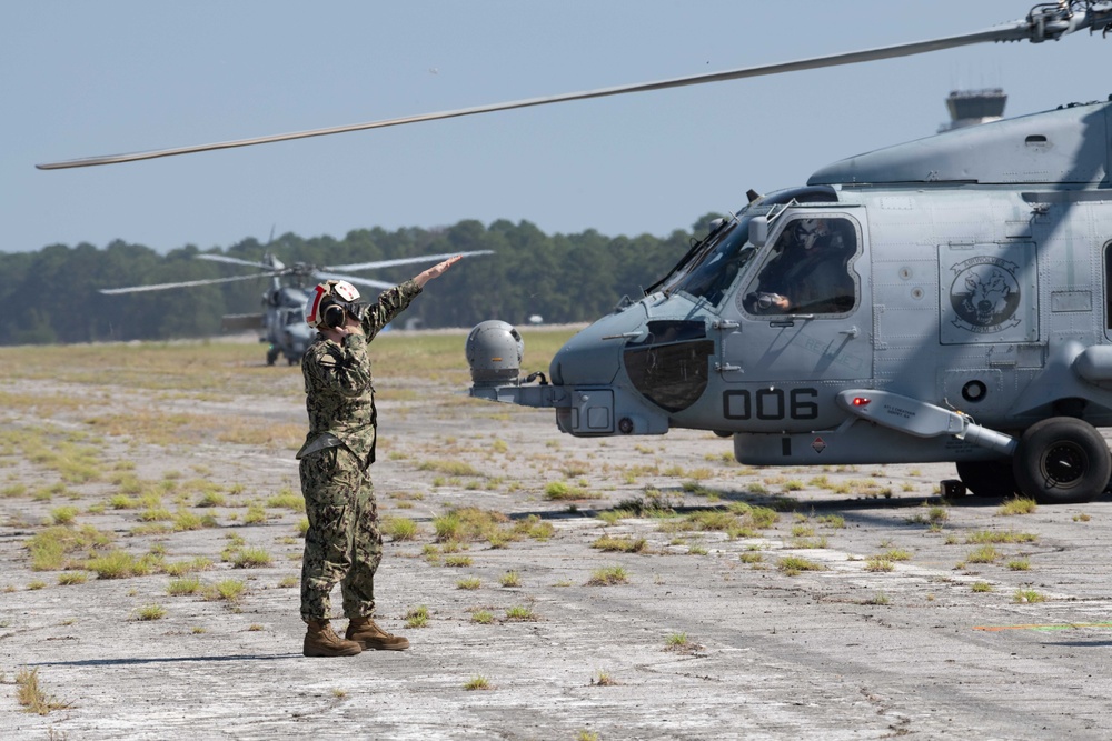 Navy Helicopters evacuate to Maxwell AFB ahead of Hurricane Idalia