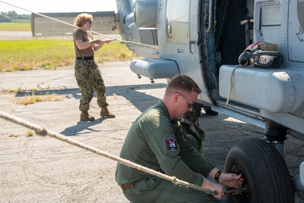 Navy Helicopters evacuate to Maxwell AFB ahead of Hurricane Idalia