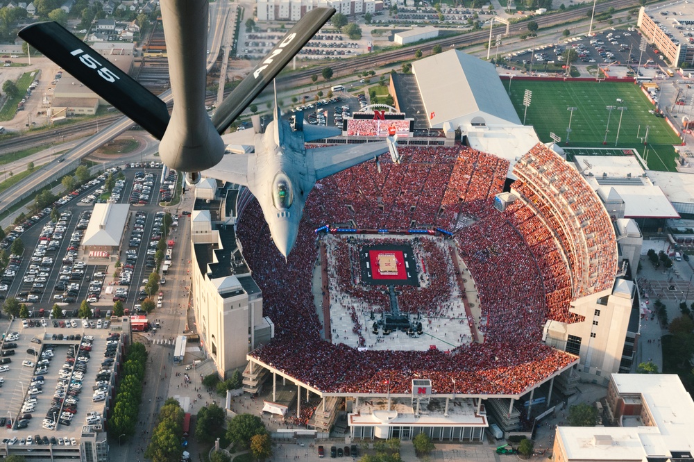 Air National Guard performs flyover at world record event