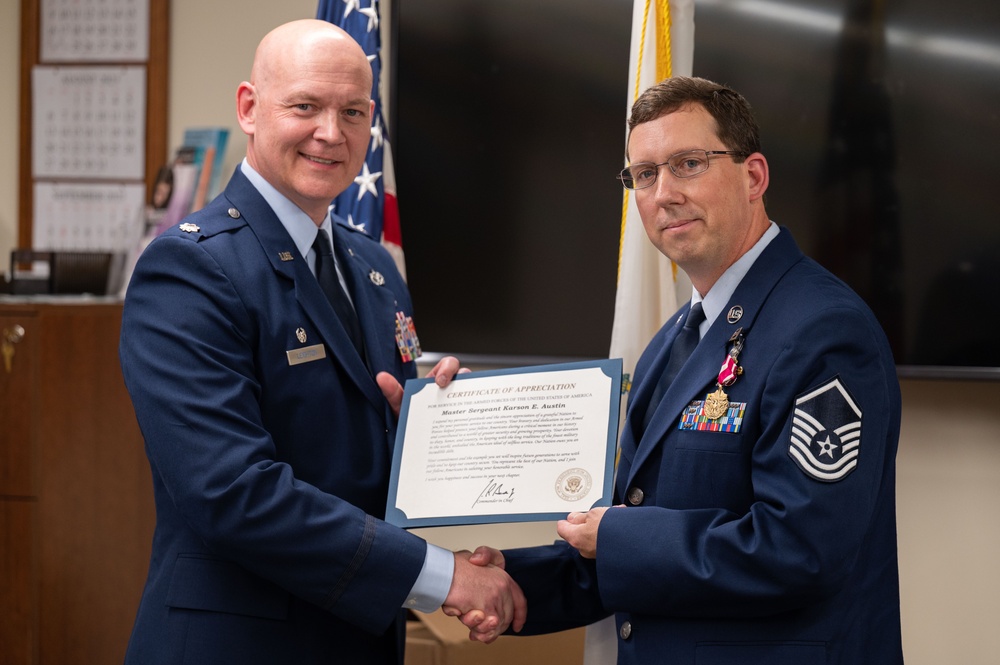 Master Sergeant Karson Austin retires from U.S. Air Force