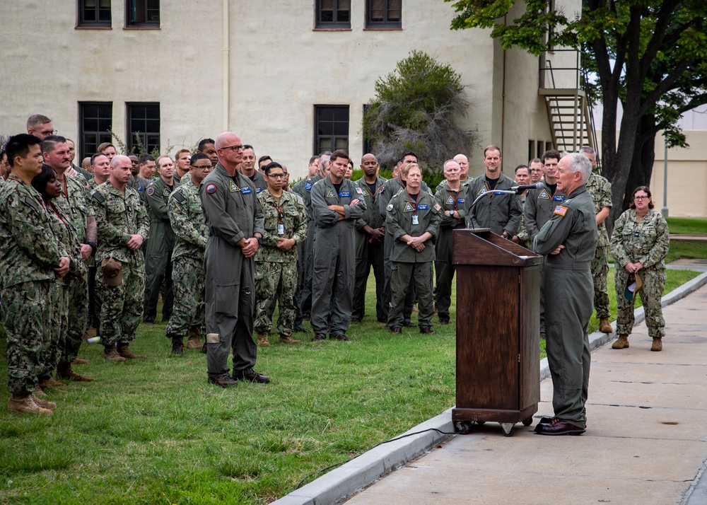 Vice Adm. Whitesell Performs Final All-Hands Call