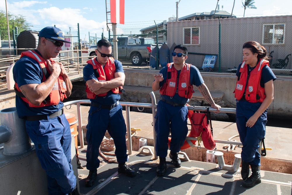 U.S. Coast Guard Station Honolulu reserve boat crew underway off Maui