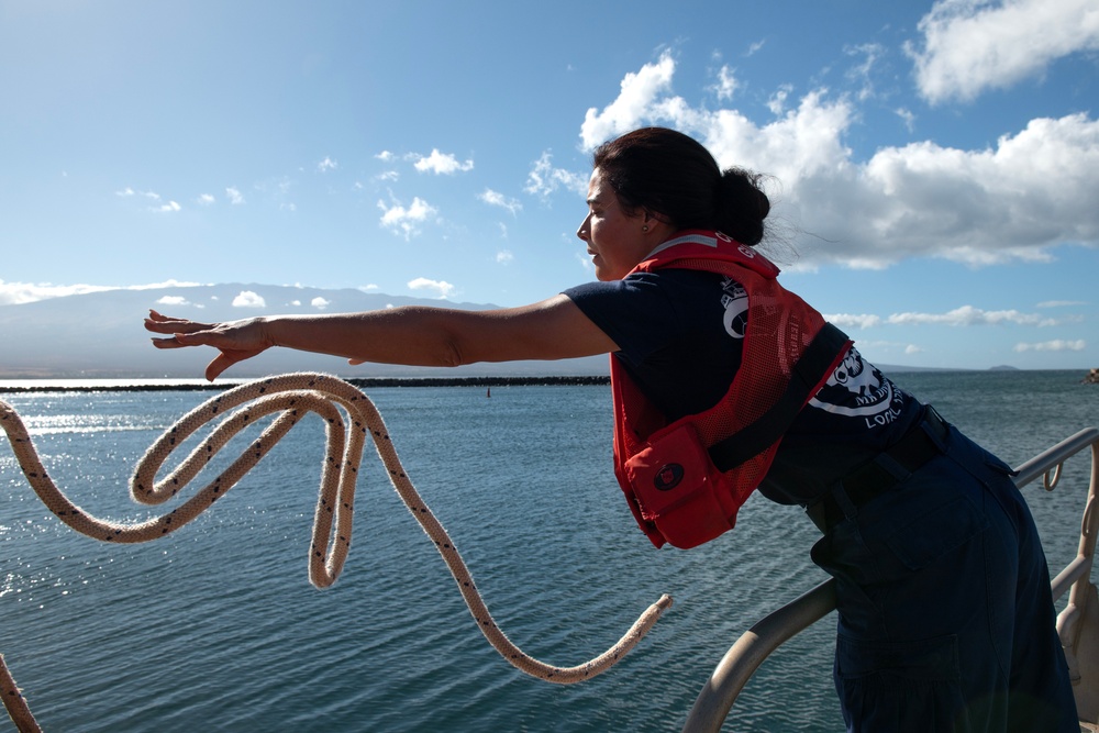 U.S. Coast Guard Station Honolulu reserve boat crew underway off Maui