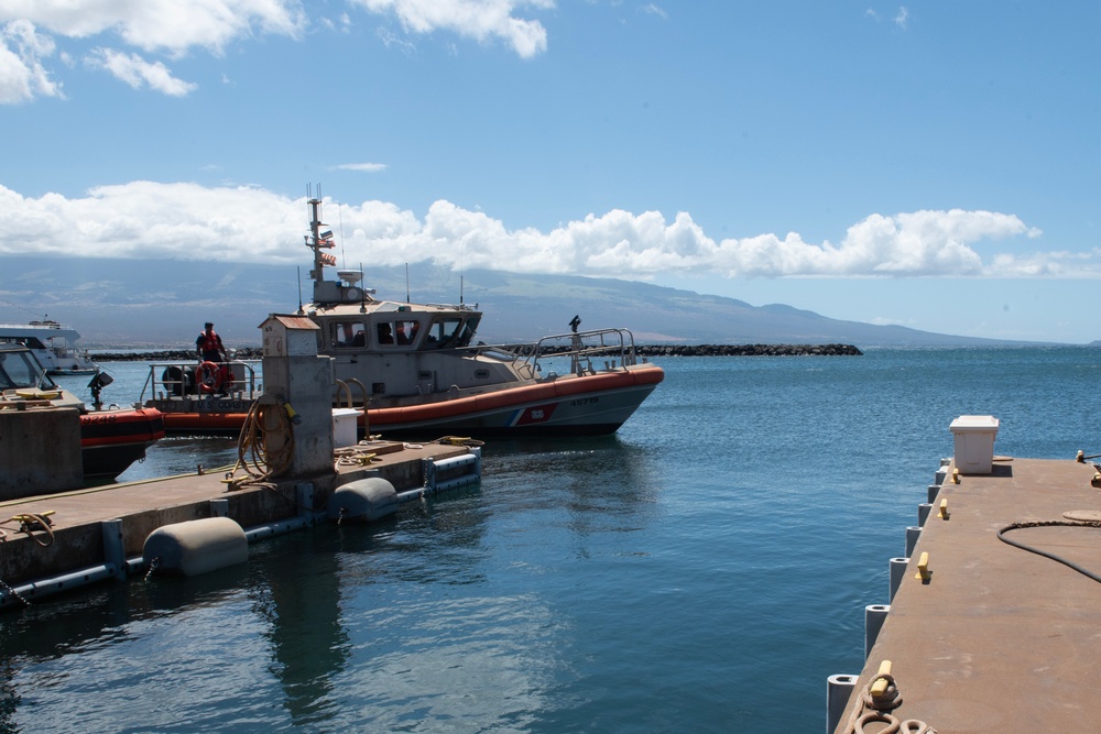 U.S. Coast Guard Station Honolulu reserve boat crew underway off Maui