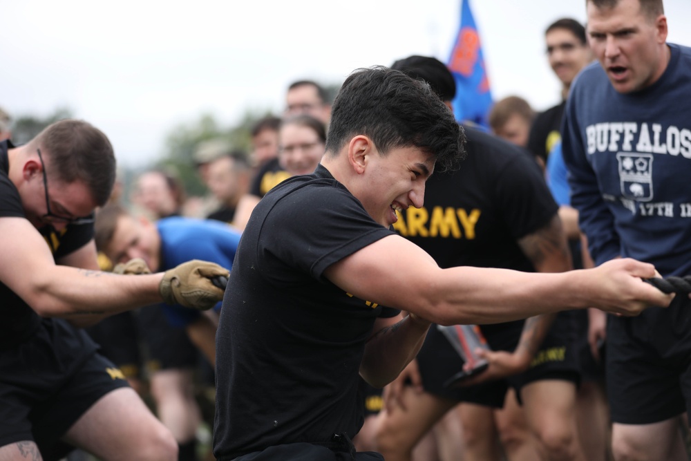 Pulling it together: 7th ID soldiers compete in tug-of-war competition for the Week of the Bayonet