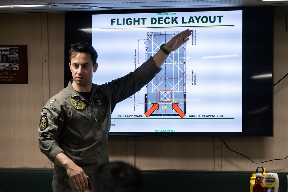 Super Garuda Shield 2023, USS Green Bay and RSS Endeavour Deck Landing Qualification Survey