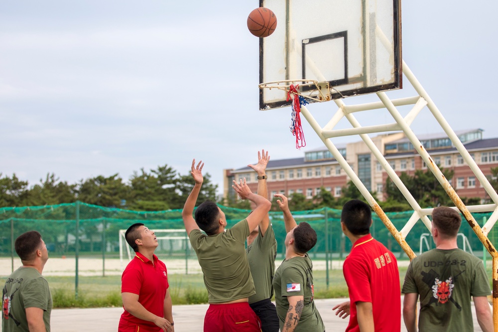 Give it Your Best Shot! 2d LAAD Challenges 1st ROK MarDiv to Basketball