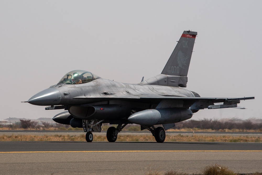 125th EFS Fighting Falcon returns from flight during Operation Agile Spartan