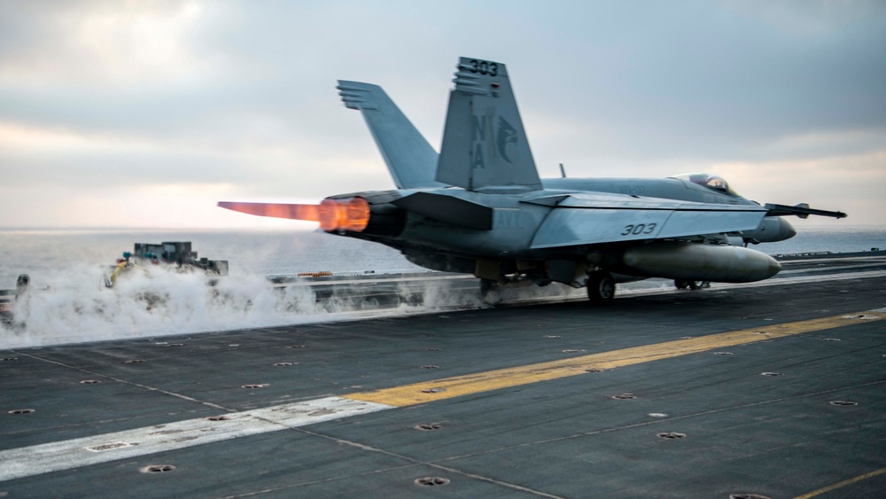 Jet Takes Off From Flight Deck