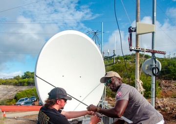 Mobile Emergency Response Support Team Work on Satellite Dish at St. Thomas FEMA Bunker