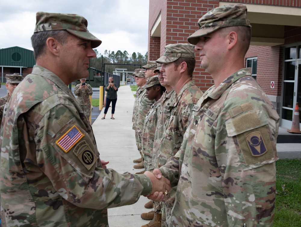 The Adjutant General John Haas awards soldiers for response to Hurricane Idalia