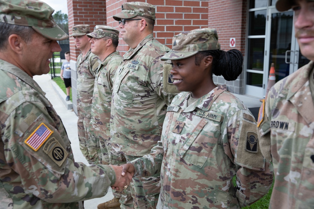 The Adjutant General John Haas awards soldiers for response to Hurricane Idalia