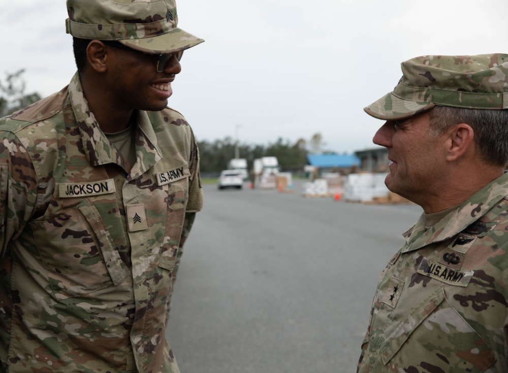 The Adjutant General of Florida visits soldiers and civilians after Hurricane Idalia