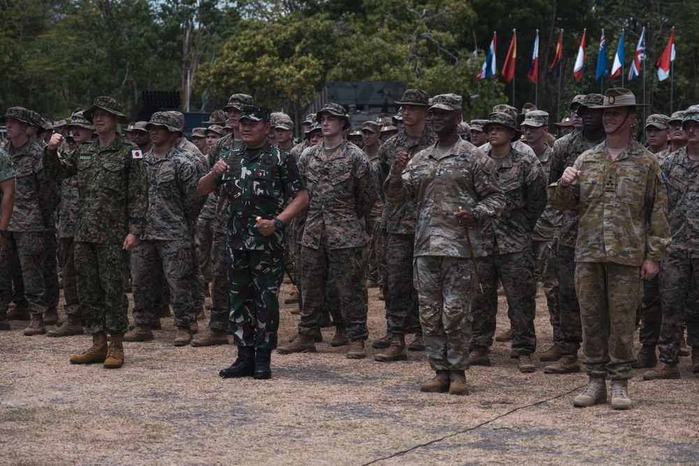 MRF-D Marines participate in the opening ceremony of Super Garuda Shield 2023