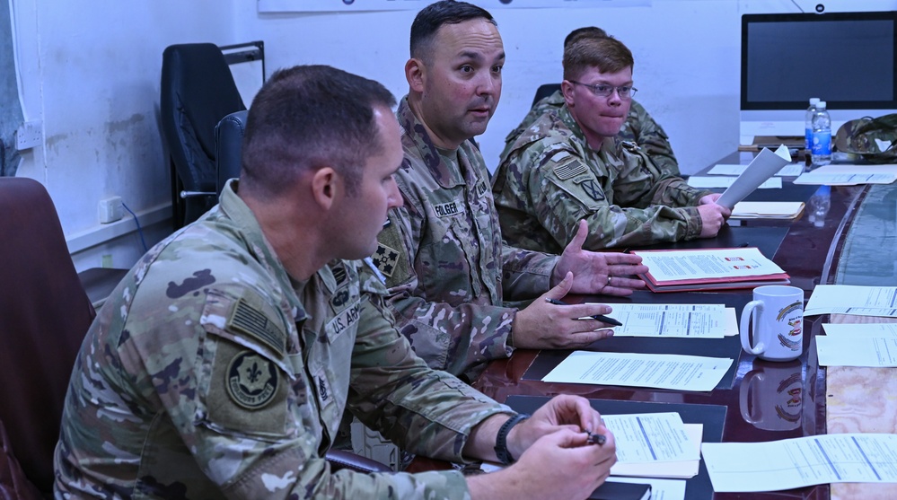 Soldiers with TF Redleg participate in its first promotion board