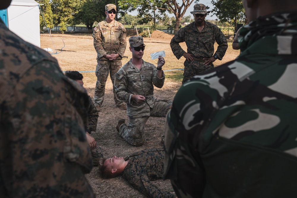 U.S. Marines, Soldiers, Indonesian Army Soldiers exchange small unit tactics during Exercise Super Garuda Shield 2023