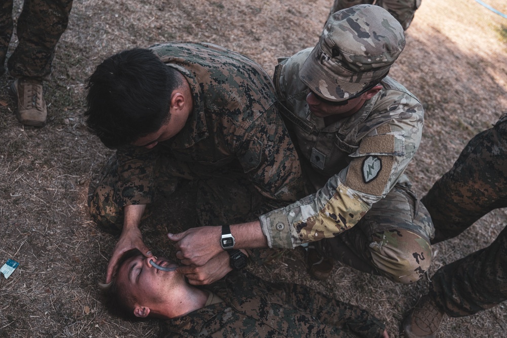 U.S. Marines, Soldiers, Indonesian Army Soldiers exchange small unit tactics during Exercise Super Garuda Shield 2023