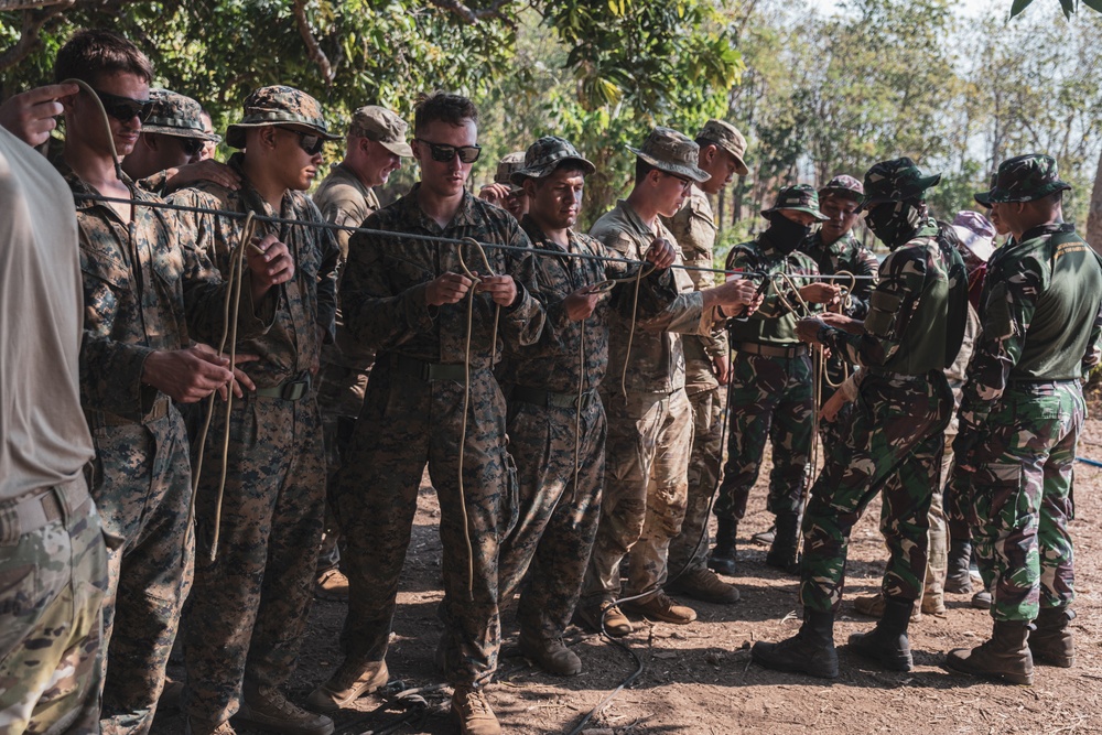 U.S. Marines, Soldiers, Indonesian Army Soldiers exchange small unit tactics during Exercise Super Garuda Shield 2023