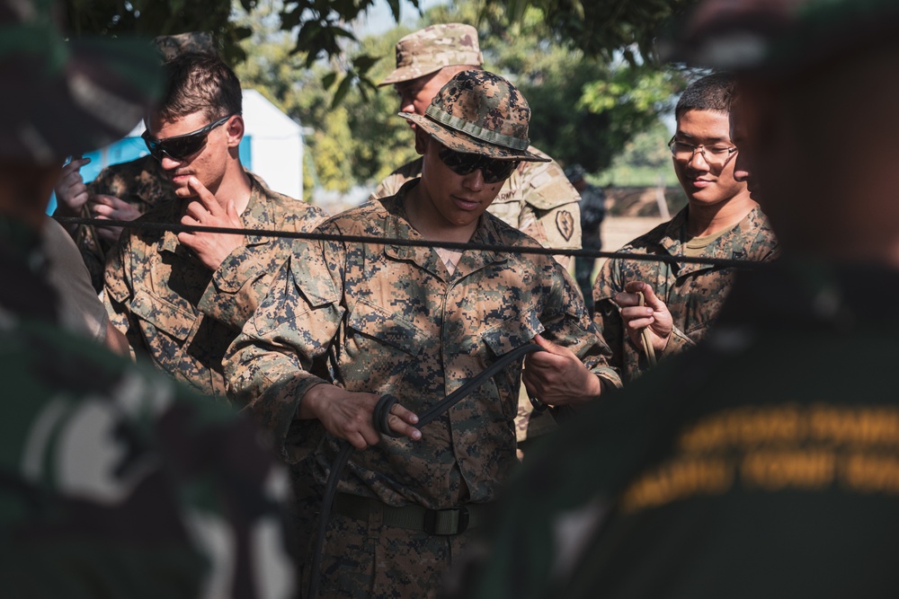 U.S. Marines, Soldiers, Indonesian Army Soldiers exchange small unit tactics during Exercise Super Garuda Shield 2023