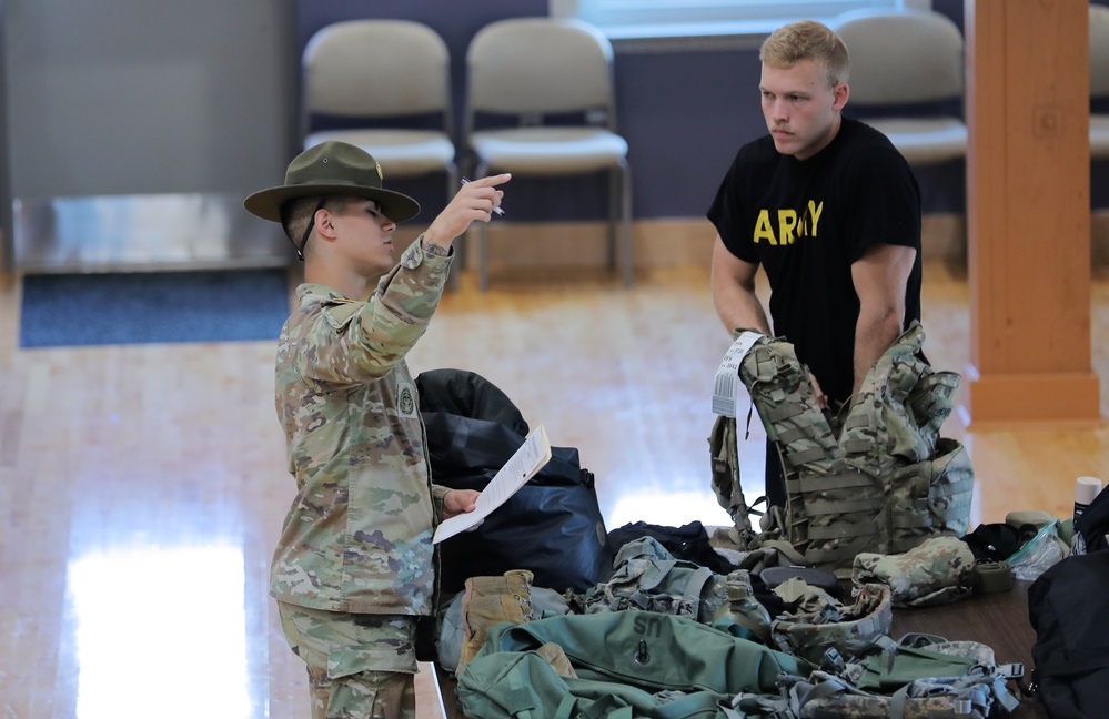 Drill Sergeants oversee layout and inprocessing for the U.S. Army Reserve 2023 Best Squad Competition