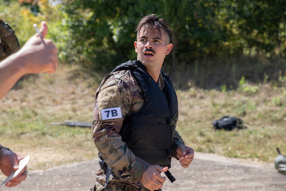 U.S. Army Reserve Sgt. Alejandro Thaureauxlago looks at his squads grader