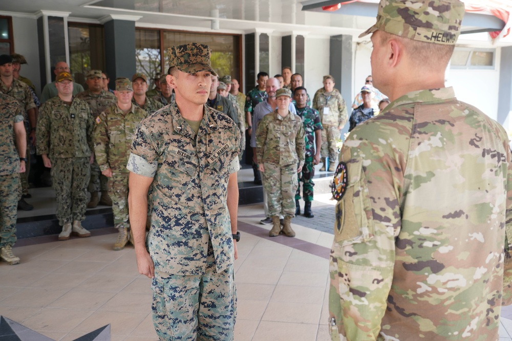 U.S. Marine Promoted to Capt. during exercise Super Garuda Shield 23 STAFFEX.