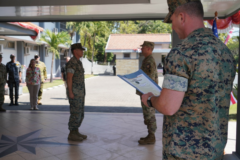 U.S. Marine Promoted to Capt. during exercise Super Garuda Shield 23 STAFFEX.